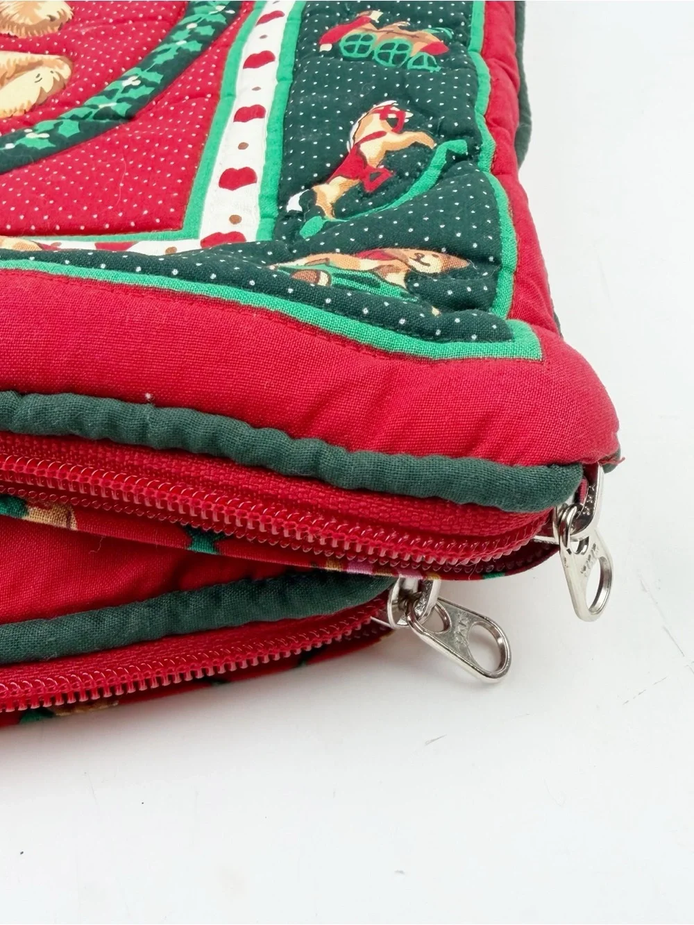 Vintage Ikea Crux Christmas Teddy Bear Quilted Cushion Pillow Covers 90s 15” EUC